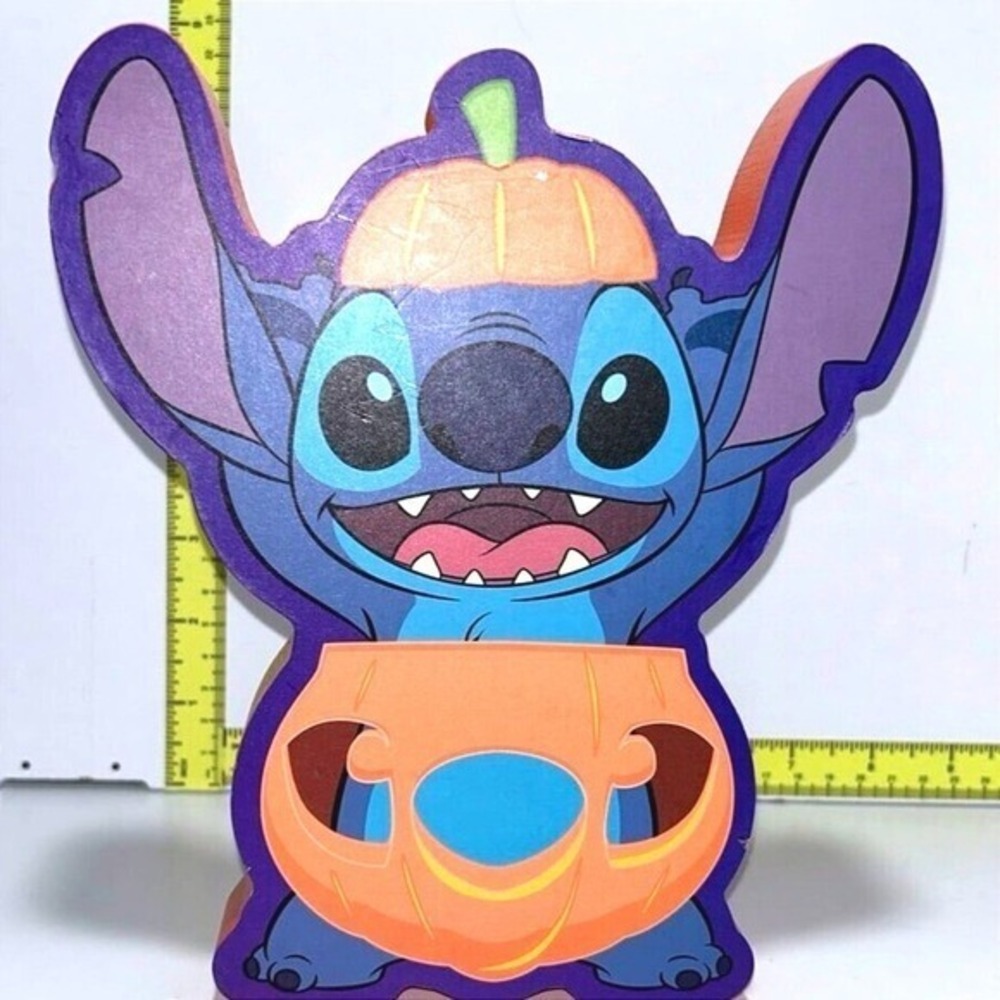 Disney Stitch Halloween Pumpkin MDF Tabletop Decor 8" Silver Buffalo 2024